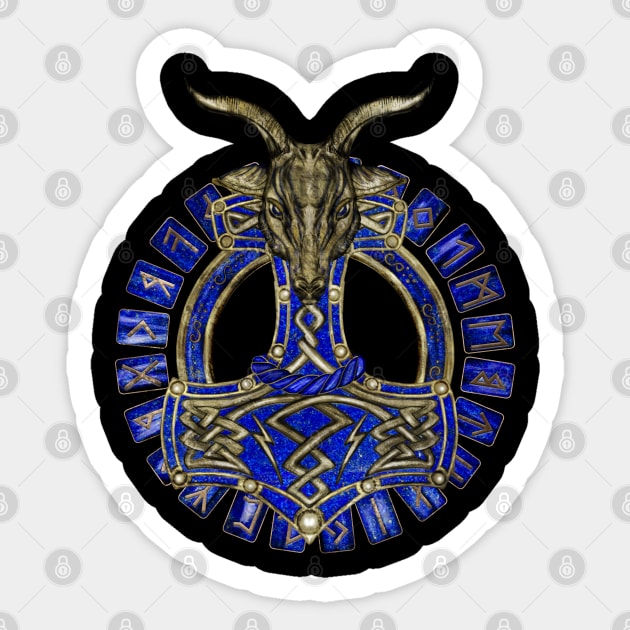 The hammer of Thor - Gold and Lapis Lazuli Sticker by Nartissima